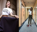 Sama-sama Pakai Kaos Putih, Syahrini Padukan dengan Rok Hitam Sedang Luna Celana Army