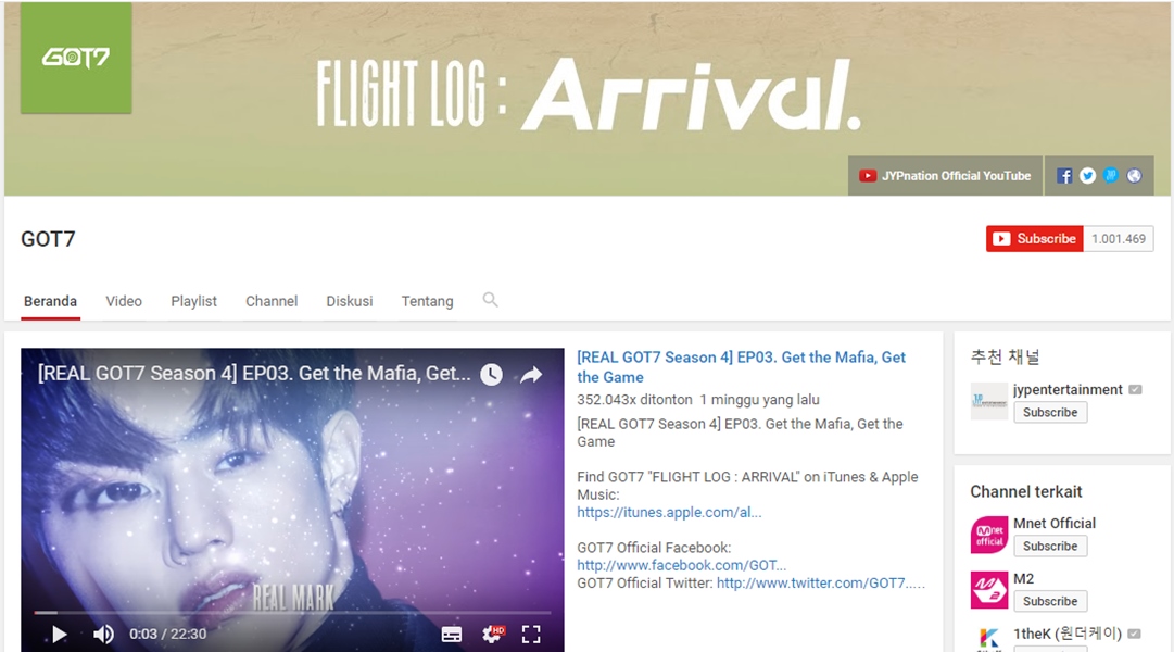 Akun Youtube GOT7