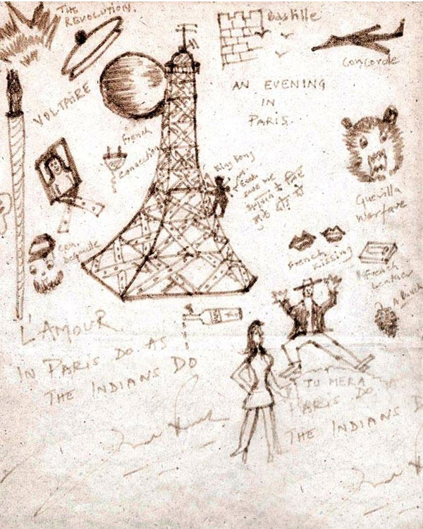 Gambar Coretan Iseng Shahrukh Khan Saat Berkunjung ke Paris, Prancis Pada Tahun 1997 Silam