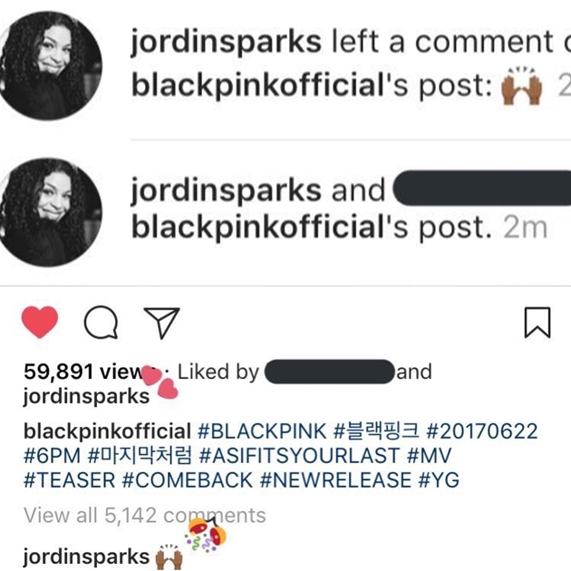 Jordin Sparks Ngelike Postingan Black Pink