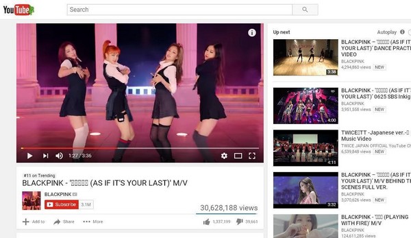 Pecahkan Rekor Sendiri, MV 'As If It’s Your Last' Ditonton 30 Juta Kali di YouTube