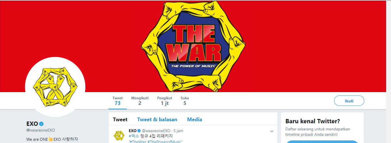 Jumlah Followers EXO di Twitter