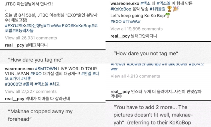 Komentar Chanyeol di Akun Instagram EXO