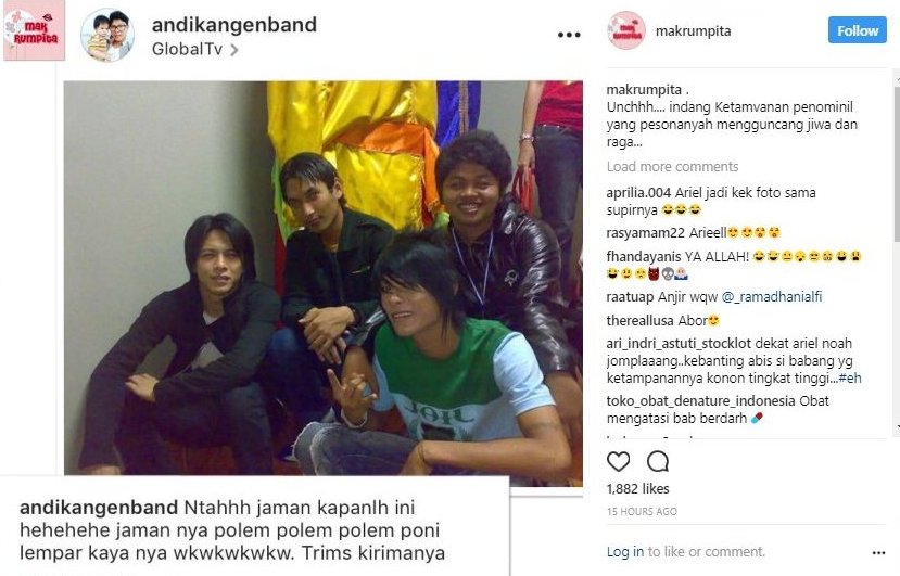 Andika Kangen Band Pede Mirip Ariel Noah, Netter : Bumi dan Langit!