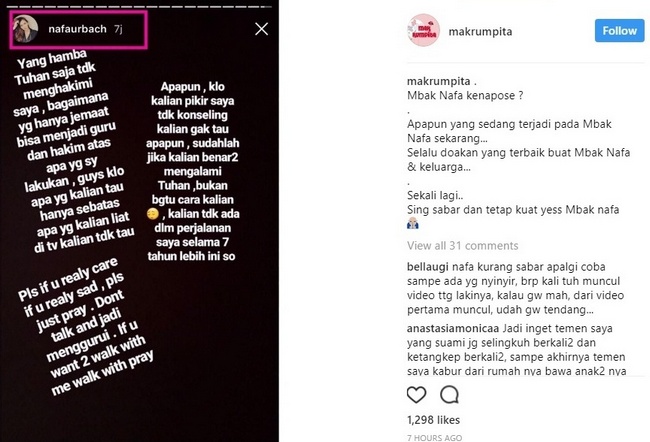 Anggap Sok Tahu Kehidupan Pribadinya, Nafa Urbach Semprot Netter di IG