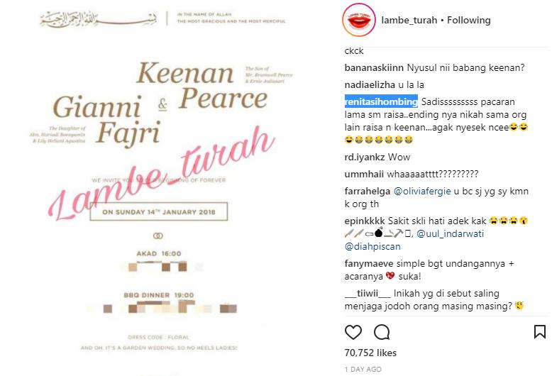 Undangan Pernikahan Keenan Pearce dan Gianni Fajri