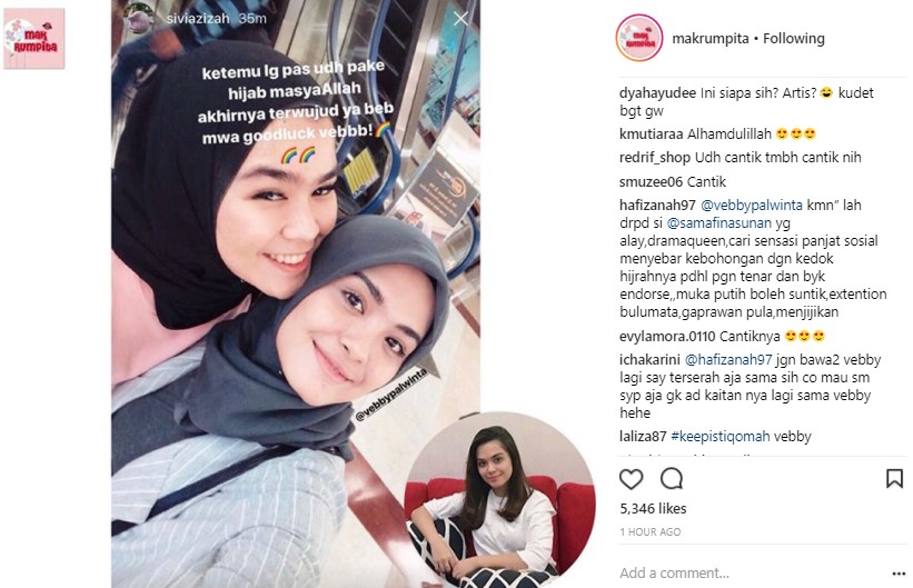 Vebby Palwinta Putuskan Berhijab Melalui Unggahan Ini