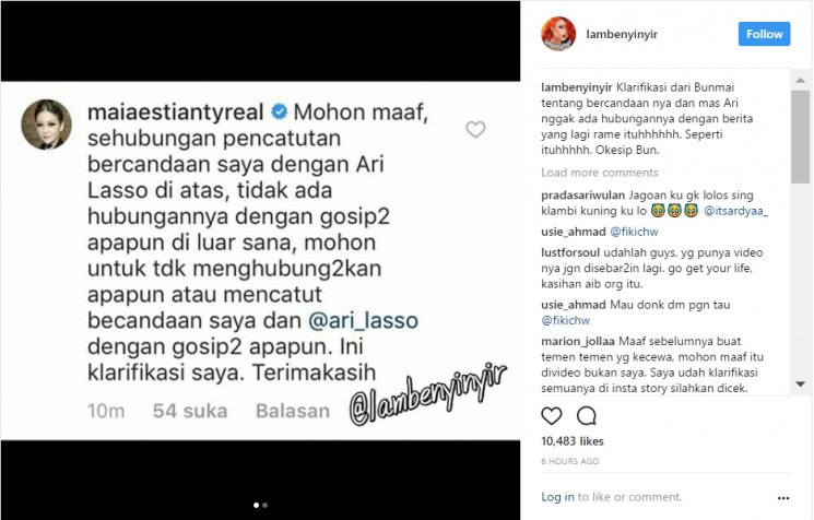 Klarifikasi Mai Estianty