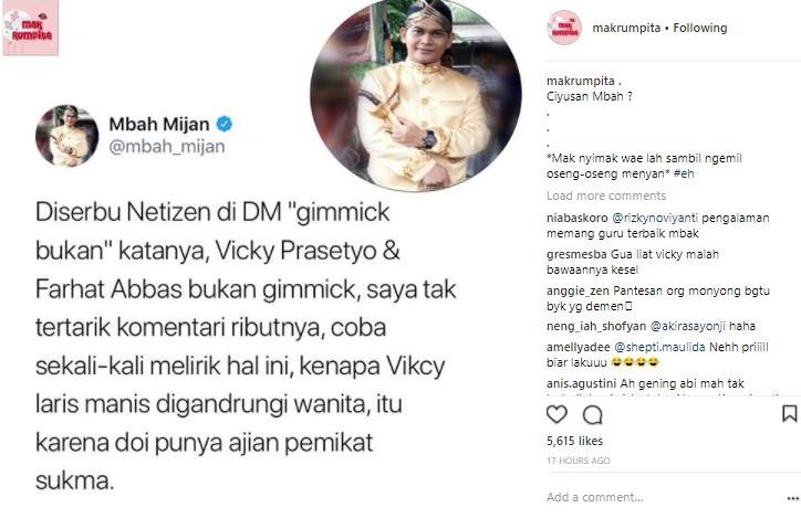 Mbah Mijan Soal Vicky Prestyo
