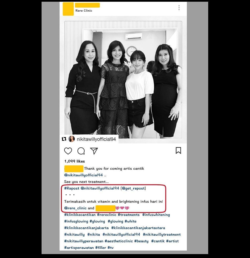 Nikita Willy Melakukan Perawatan Kulit dan Wajah di Klinik Selain MD Clinic Bandung