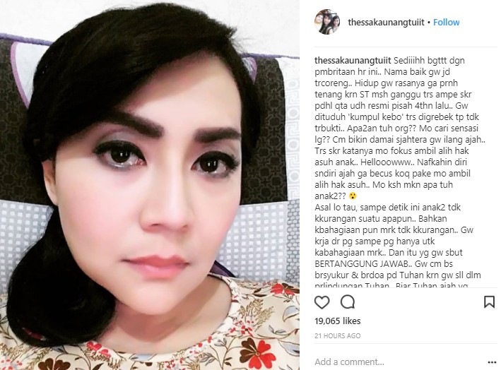 Curhat Tessa Kaunang di Instagram