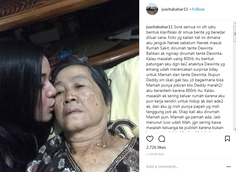 Juwita Bahar Jenguk Sang Nenek di Rumah Tantenya