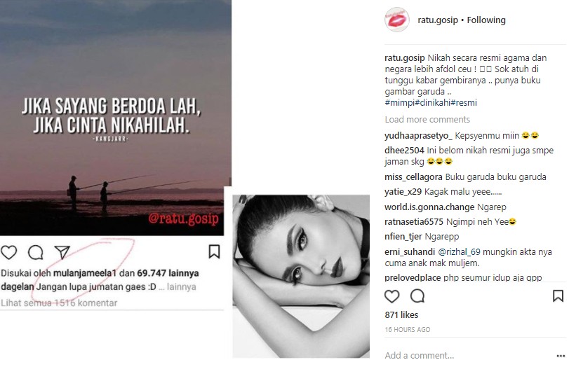 Mulan Jameela Sukai Postingan Dagelan
