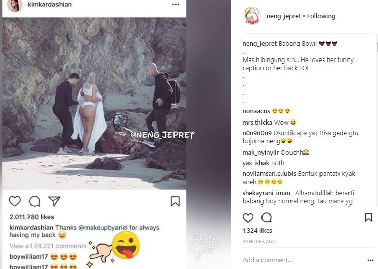 Komentar Boy William di Postingan Kim Kardashian