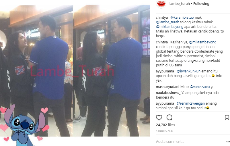 Mikha Tambayong Pakai Jaket Confederate Flag