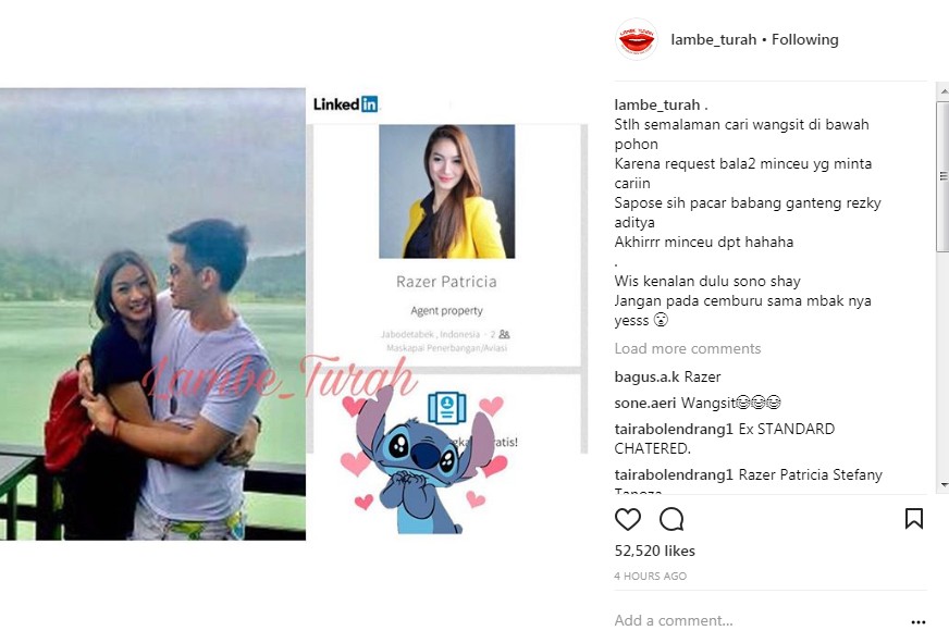 Dugaan Identitas Pacar Baru Resky Aditya