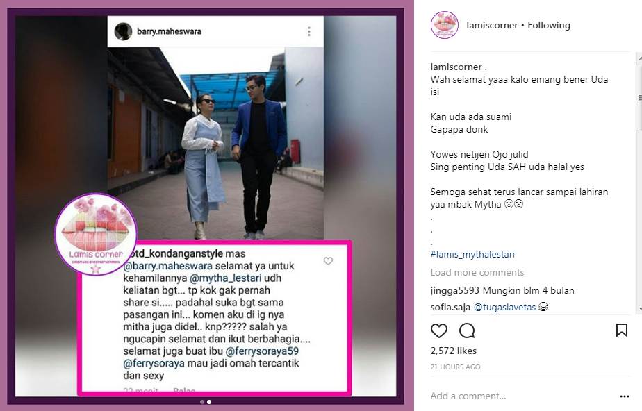 Seorang Netter Menyebut Mytha Lestari Hamil