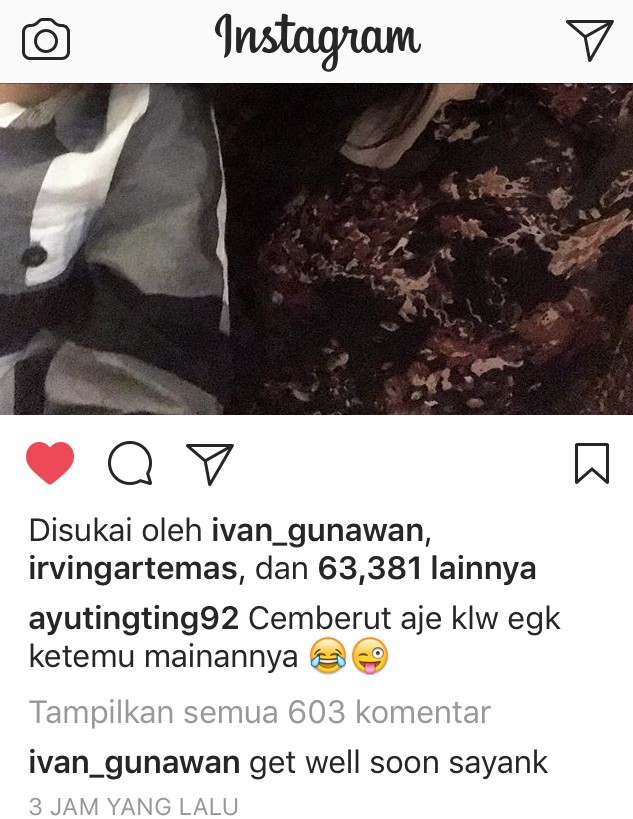 Komentar Ivan Gunawan pada Postingan Ayu Ting Ting
