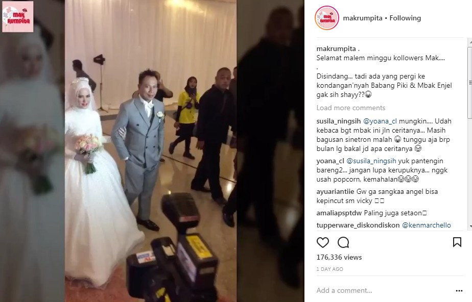 Vicky Prasetyo-Angel Lelga Memasuki Gedung Resepsi Pernikahan