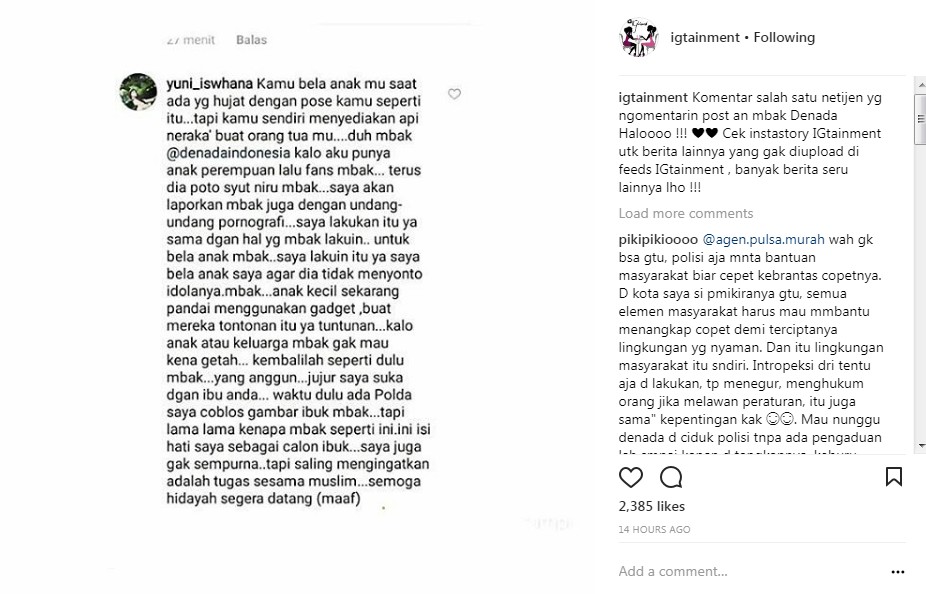 Komentar Netter yang Prihatin dengan Aksi Denada