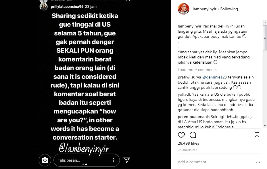 Prilly latuconsina Bandingkan Pemikiran Orang di Luar Negeri dan Tanah Air Terkait Berat Badan