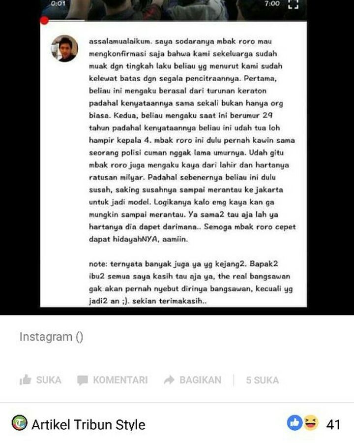 Pengakuan Saudara Roro Fitria