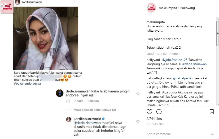 Respon Kartika Putri Terhadap Nyinyiran Seorang Netter