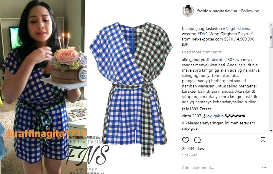 Nagita Slavina Pakai Baju Harga Rp 4,9 Juta