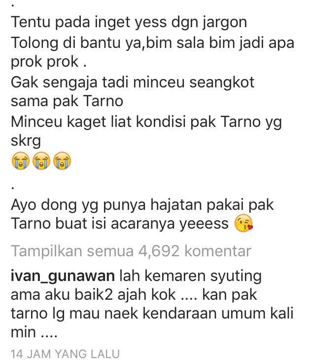 Penjelasan Ivan Gunawan Soal Kondisi Pak Tarno