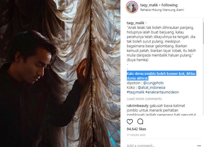 Taqy Malik Soal Jomblo