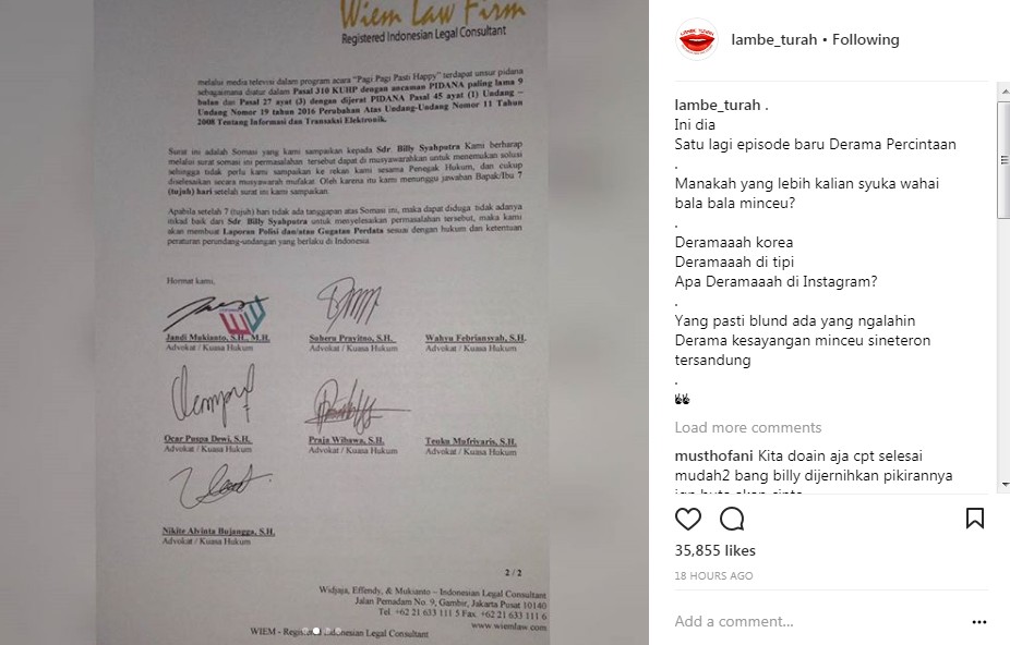 Lanjutan Somasi Pertama Kriss Hatta pada Billy Syahputra