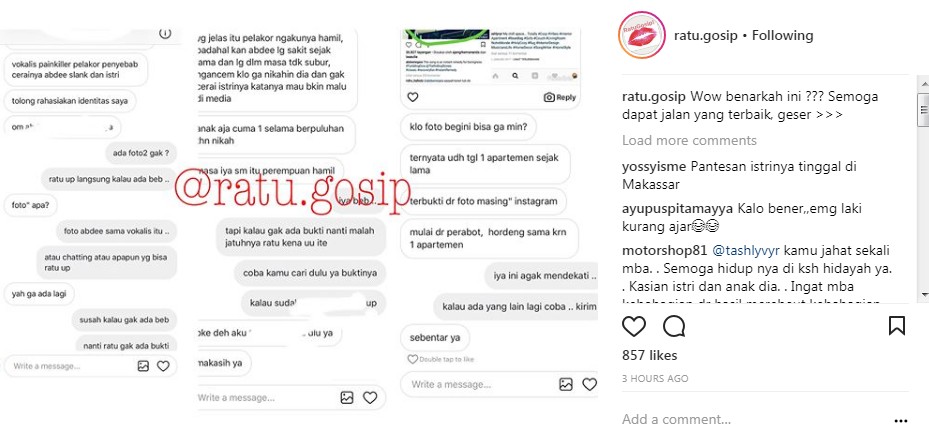 Isi Pesan Netter Terkait Dugaan Abdee Slank Satu Atap dengan Selingkuhan