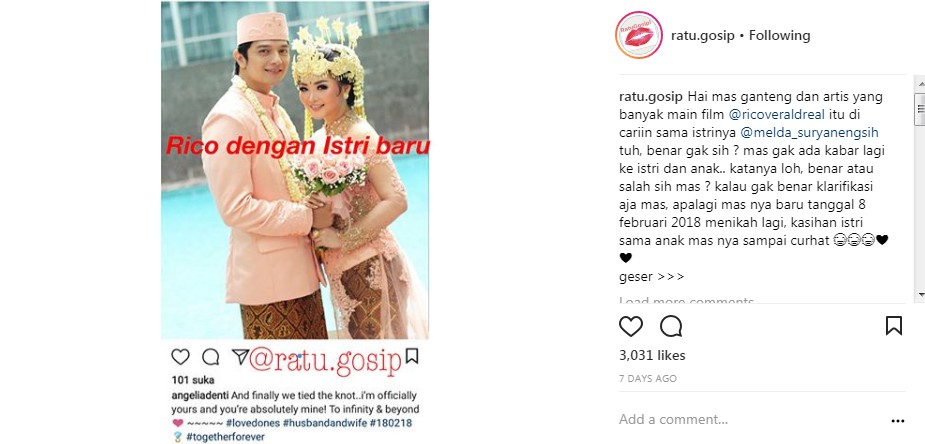 Foto Pernikahan Rico Verald dengan Istri Baru