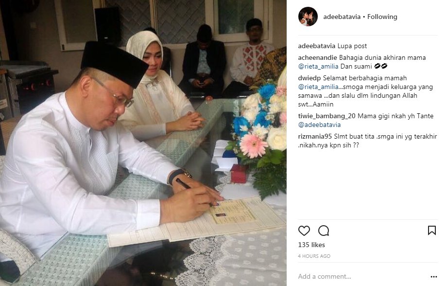 Dugaan Foto Akad Nikah Rieta Amilia-Basuki Widjaja Kusuma