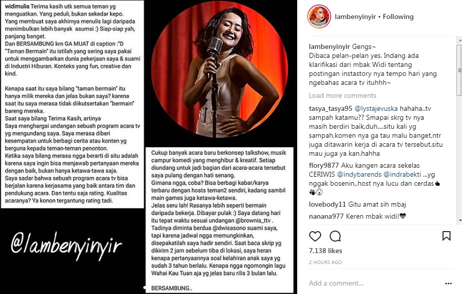 Curahan Hati Widi Mulia Soal Postingannya yang Sempat Viral