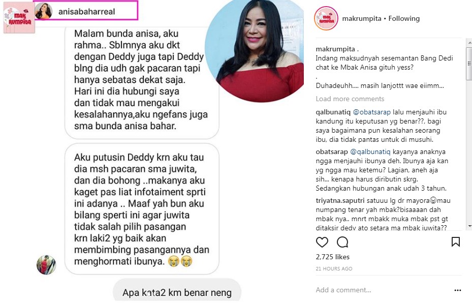 Annisa Bahar Bongkar Isi Pesan Wanita yang Mengaku Kekasih Deddy