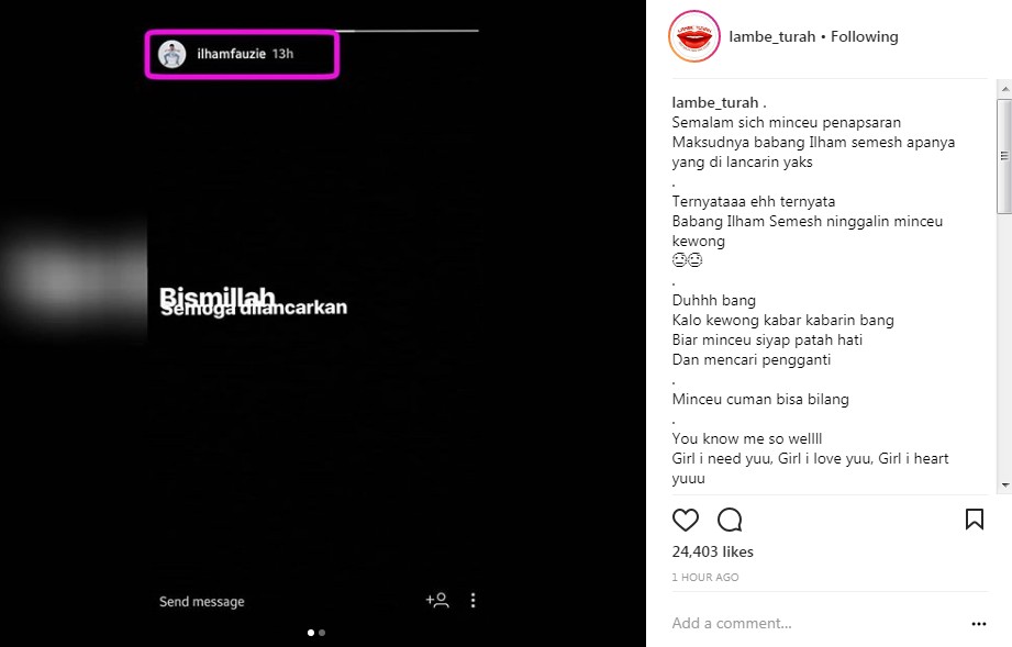 Postingan Ilham Fauzi Sebelum Pernikahan