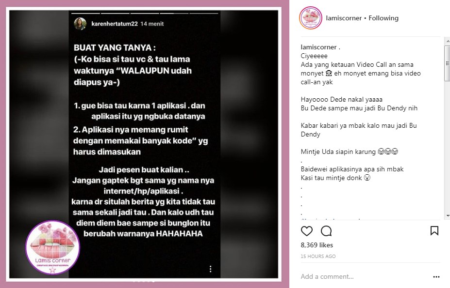 Karen Hertatum Beberkan Soal Caranya Mengetahui Informasi Terkait Video Call