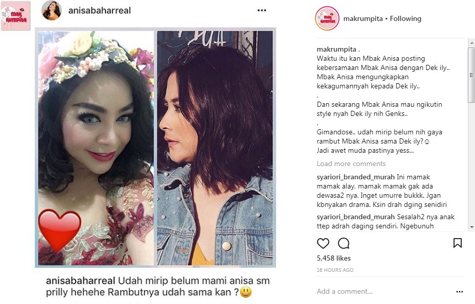 Annisa Bahar dan Prilly Latuconsina dengan model rambut hampir sama