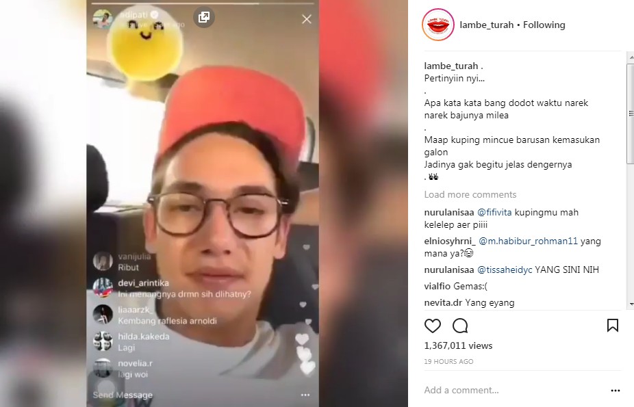Adipati Dolken Melakukan Siaran Langsung di Instagram