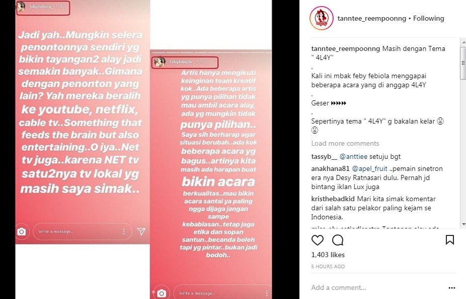 Feby Febiola Bicara Soal Acara Alay