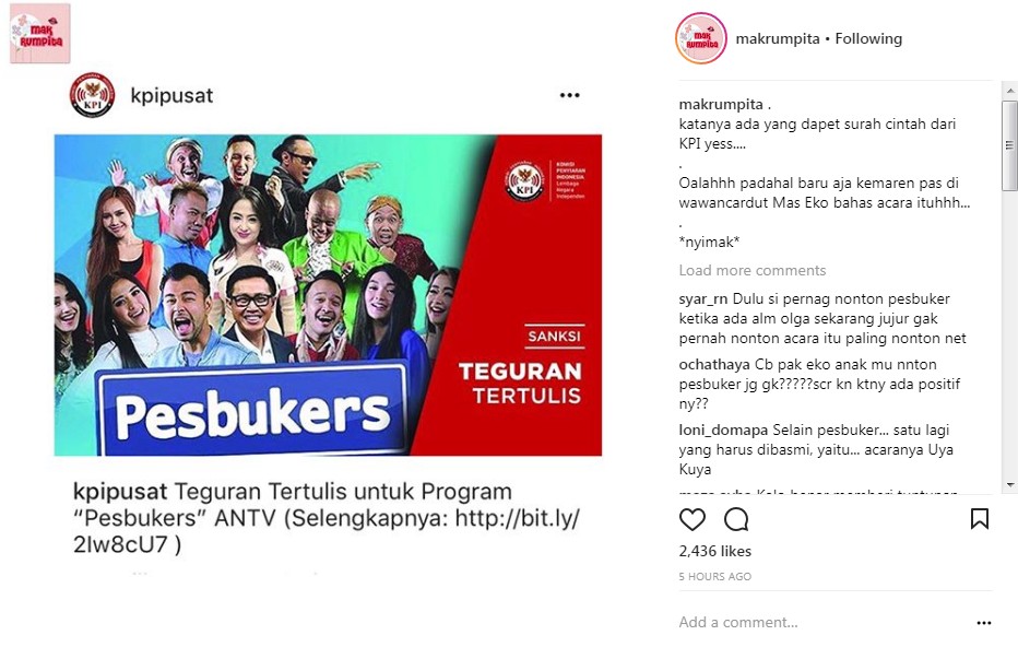 KPI Pusat Tegur \'Pesbukers\'