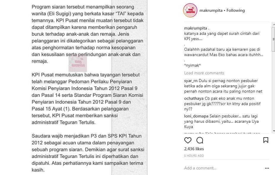 Diduga Kata Kasar Ely Sugigi Menjadi Penyebab Teguran KPI Pusat