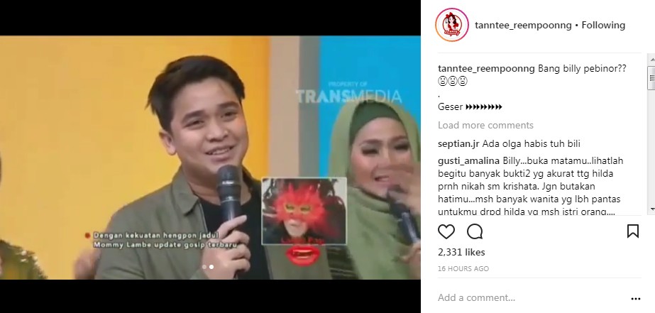 Reaksi Billy Syahputra Usai Mengetahui Foto Kriss Hatta dan Hilda Vitria