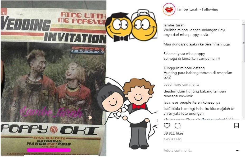 Undangan Pernikahan Poppy Sovia dan Kekasih