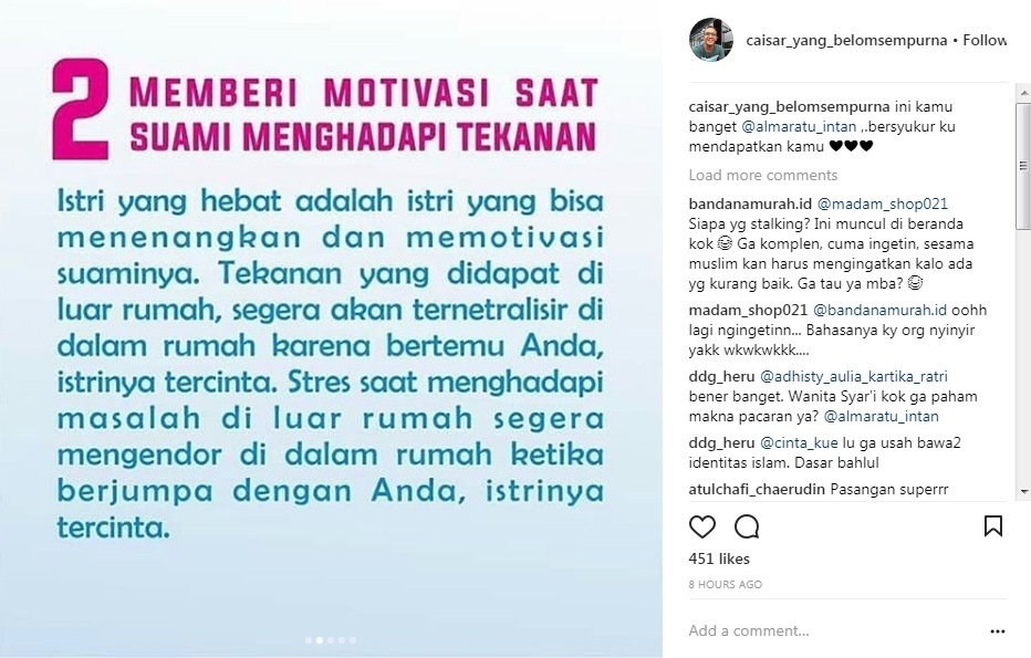 Postingan Caisar Soal \'Istri yang Hebat\' Poin Kedua