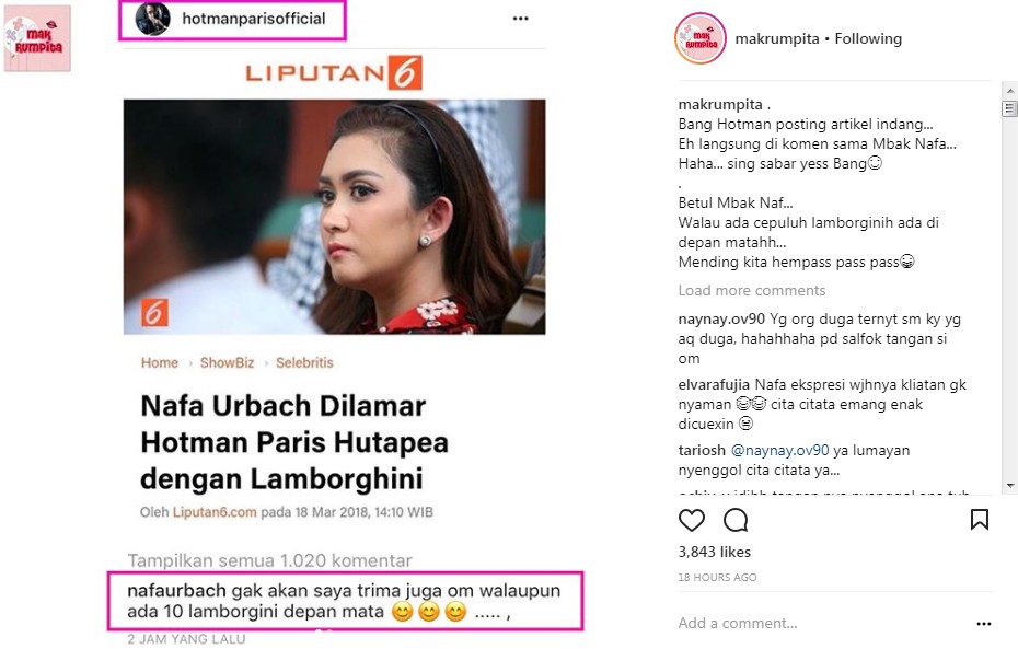 Reaksi Nafa Urbach Terhadap Postingan Hotman Paris Terkait Lamaran Lamborghini