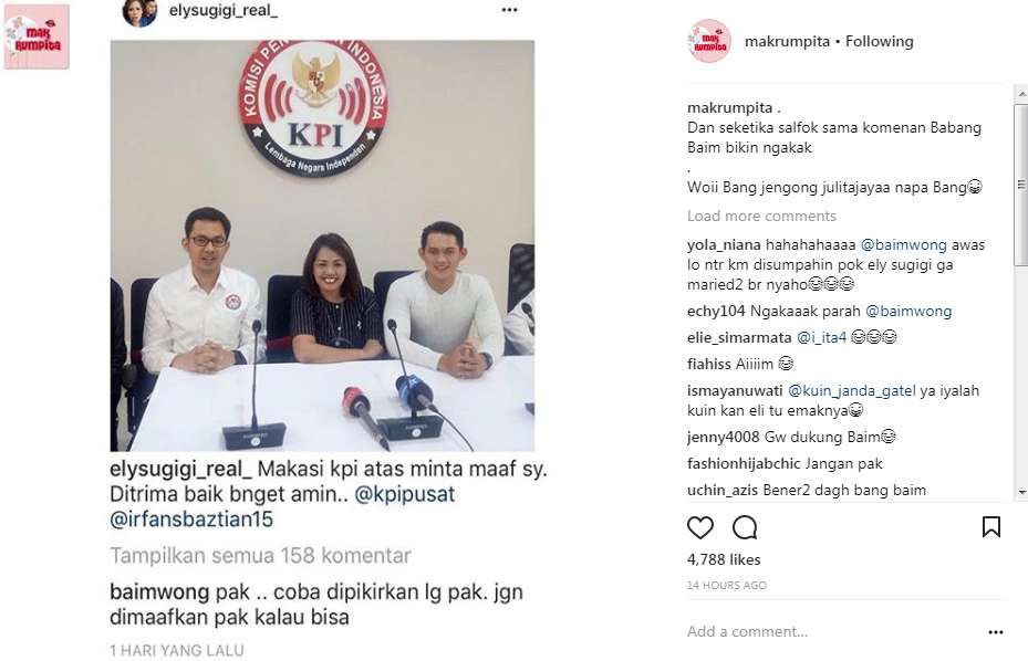 Permintaan Maaf Ely Sugigi pada KPI