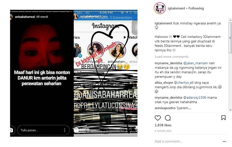 Postingan Annisa Bahar Soal Prilly Latuconsina Jadi Sorotan