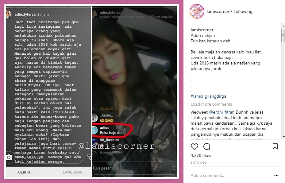 Adiezty Fersa Curhat Alami Pelecehan di Sosial Media